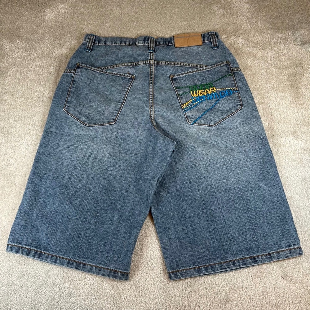 Vintage Y2K Rocawear Denim Shorts Mens 34 Blue Baggy Y2K Jorts Embroidered Skate